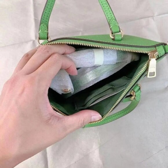 Coach CA844 Mini Gallery Crossbody In IM/Neon Green - Picture 4 of 5